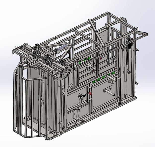 Image sur Cage de contention PM 2810 avec réducteur en largeur renforcé et hydraulique